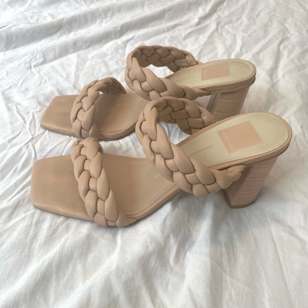 Dolce Vita Nude Braided Strap Block Heel Sandals